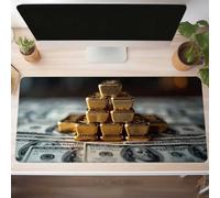 Alfombrilla Ratón XXL Grande Gaming Mouse Pad 80 x 40cm, Impermeable Antideslizante Mousepad, Lavable, Alfombrilla Escritorio con Base de Caucho para Gamers, PC y Portátil Oro Amarillo PjY2035 6-B