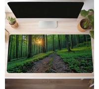 Alfombrilla Ratón XXL Grande Gaming Mouse Pad 90 x 40cm, Impermeable Antideslizante Mousepad, Lavable, Alfombrilla Escritorio con Base de Caucho para Gamers, PC y Portátil Bosque Verde PjY945 T-P