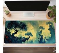 Alfombrilla Ratón XXL Grande Gaming Mouse Pad 900x400x3mm, Impermeable Antideslizante Mousepad, Lavable, Alfombrilla Escritorio con Base de Caucho para Gamers, PC y Portátil Verde Árbol PjY9621 8-9