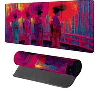 Alfombrilla Ratón XXL JapóN, Geisha Alfombrilla Escritorio 600x300x3mm, Protector Escritorio con Base de Goma Antideslizante, Desk Mat, Mousepad Gaming con Bordes Cosidos, Accesorios Gaming PC, A-8221