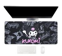 Alfombrilla Ratón XXL Kuromi, Escritorio 70 x 30 cm | Alfombrilla gaming XXL licencia oficial Kuromi, base antideslizante, diseño morado retro