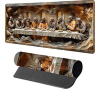 Alfombrilla Ratón XXL La úLtima Cena, Hombre Alfombrilla Escritorio 600x300x3mm, Protector Escritorio con Base de Goma Antideslizante, Desk Mat, Mousepad Gaming con Bordes Cosidos, para Gaming, M-3004
