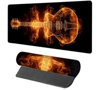 Alfombrilla Ratón XXL Llama, Alfombrilla Escritorio 700x400x3mm Guitarra, Mousepad Gaming con Base de Goma Antideslizante, Protector Escritorio, Desk Mat con Bordes Cosidos, Accesorios Gaming N-6605