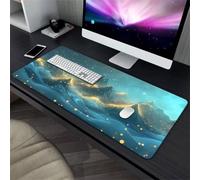 Alfombrilla Ratón XXL Montaña Luciérnagas, 1000x500x2mm Antideslizante Alfombrilla Escritorio, Mejora la Precisión y Velocidad, Grande Tamaño Mouse Pad con Bordes Cosidos para Oficina, Hogare