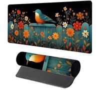 Alfombrilla Ratón XXL PáJaro, Alfombrilla Escritorio 1000x500x3mm Flor, Mousepad Gaming con Base de Goma Antideslizante, Protector Escritorio, Desk Mat con Bordes Cosidos, Accesorios Gaming, PC Q-2648