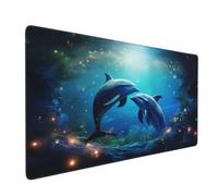 Alfombrilla Ratón XXL Pareja de Delfines, Mouse Pad XXL 900x400mm, Alfombrilla Escritorio con Bordes Cosidos, Mousepad Grande con Base de Goma Antideslizante para Gaming, Oficina (Azul) -MP1500