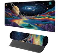 Alfombrilla Ratón XXL Planeta, Alfombrilla Escritorio 700x400x3mm Cielo Estrellado, Mousepad Gaming con Base de Goma Antideslizante, Protector Escritorio, Desk Mat con Bordes Cosidos, para PC Q-6470