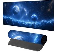 Alfombrilla Ratón XXL Planeta, Azul Alfombrilla Escritorio 800x400x3mm, Protector Escritorio con Base de Goma Antideslizante, Desk Mat, Mousepad Gaming con Bordes Cosidos, Accesorios Gaming PC, Q-2453