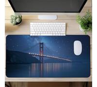 Alfombrilla Ratón XXL Puente Cross-River, 700x300x2mm Antideslizante Alfombrilla Escritorio, Mejora la Precisión y Velocidad, Grande Tamaño Mouse Pad con Bordes Cosidos para Oficina, Hogare
