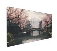 Alfombrilla Ratón XXL Puente sobre El Río, Mouse Pad XXL 700x300mm, Alfombrilla Escritorio Lavable con Bordes Cosidos, Mousepad Grande con Base de Goma Antideslizante (Cerezos en Flor) -MP816