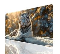 Alfombrilla Ratón xxl Tigre blanco, Alfombrilla Escritorio 1000x500x3mm, Mouse Pad Invierno con Base de Goma Antideslizante, Mousepad Improve Speed and Accuracy para Regalo Hombre PC Laptop Model11097