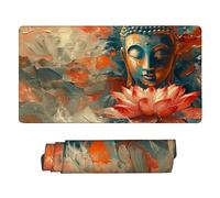 Alfombrilla Ratón Zen de Flores Grande Gaming Mousepad XXL 900 x 400 mm, Lavable, Alfombrilla Ratón de Neopreno - con Bordes Cosidos, Base de Goma Antideslizante, Oficina Accesorios, Regalos q-384