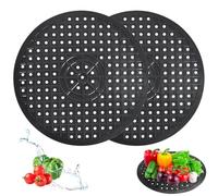 Alfombrilla Redonda para Fregadero, 2 Piezas Protector Fregadero Cocina, Almohadilla de Drenaje de Cocina Redonda Plegable, Estera Redonda del Fregadero, Reutilizable, Para Cocina, Comedor, Negro