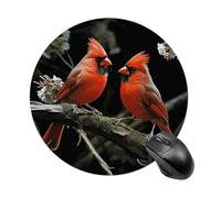 Alfombrilla redonda para mouse con diseño de cardenales y pájaros, diseño de fauna salvaje, pequeña, impermeable, antideslizante, de goma, para juegos, decoración del hogar, oficina, accesorios de
