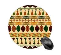 Alfombrilla redonda para mouse de estilo bohemio con patrón africano tradicional, divertida, pequeña, impermeable, antideslizante, de goma, para juegos, decoración del hogar, oficina, accesorios de