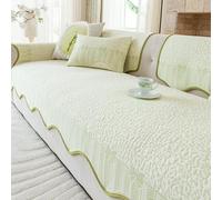 Alfombrilla refrescante for sofá, Funda Trasera de Silicona Antideslizante, Funda for sofá con Borde Ondulado en Relieve, Protector Lavable for Muebles de Verano(Verde,90 * 300cm)