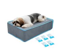 Alfombrilla refrescante para perro, con 5 paquetes de hielo de 20.3 x 15 x 5.5 pulgadas, cama plegable lavable | Almohadilla de refrigeración para gatos | para cachorros de verano, interiores y