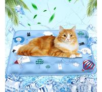 Alfombrilla Refrescante para Perros Gatos, Mascotas Alfombrilla Autoenfriante, Relleno de agua Manta Refrigerante Perro, para Animales Cama Refrigeración en Verano 40x50cm, M, Molino de viento azul