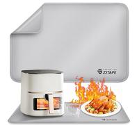 Alfombrilla resistente al calor - Alfombrillas de silicona ignífugas 60x40cm, Base ignífuga antideslizante e impermeable para encimeras de cocina, freidora de aire, microondas (Plata)