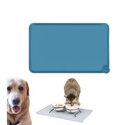 Alfombrilla Silicona 55x38cm Perro Gato, Tapete Comedero Extra Grande Impermeable, Antideslizante, Borde Alto, Lavable Lavavajillas, BPA Free, Protección Suelo, Talla L (Azul, 48×30×1cm)