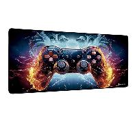 SUBBLIM GameCore XL Mouse Pad 900 × 400 × 3 mm - Alfombrilla Gaming XXL con Base de Goma 85% Antideslizante, Bordes Cosidos, Superficie Micro-Texturizada,Mando Fire-&-Ice, Impermeable y Lavable