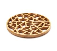 Alfombrilla térmica de bambú | Juego de salvamanteles de bambú de diseño moderno | 15 cm de diámetro | Alfombrilla resistente al calor | Alfombrilla para ollas y sartenes (1 paquete x 15 cm)