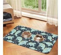 Alfombrillas absorbentes para comedero de Perros y Gatos, con diseño de Estrella de mar y manatí, Antideslizantes, para Comida y Agua, 30 x 45 cm