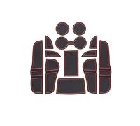 Alfombrillas Antideslizantes Esteras Acanaladas Puerta Coche Alfombrilla Antideslizante con Orificio Alfombrilla Goma para Taza De Agua para Mazda 6 para Atenza GJ1 GL 2018-2022(Rojo)