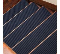 Alfombrillas antideslizantes suaves para escaleras de interior, lavables, para peldaños de madera, paquete de 10 unidades (75 x 20 cm, color azul marino), protección segura y cómoda para el suelo