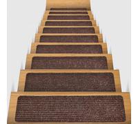 Alfombrillas antideslizantes suaves para escaleras de interior, lavables, para peldaños de madera, paquete de 14 unidades, color marrón, 75 x 20 cm, alfombrillas seguras para la seguridad del hogar