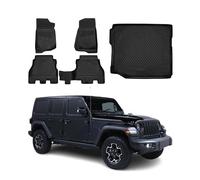 Alfombrillas & Bandeja Maletero Juego para Jeep Wrangler 2018-2026 Goma TPE Negro 5X