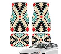 Alfombrillas Coche Bohemias - Juego 4PCS Alfombrillas Estilo Retro Boho | Protección Antideslizante Todo Clima | Conjunto Completo Delantero Trasero para SUV Camión Furgoneta Interior Auto