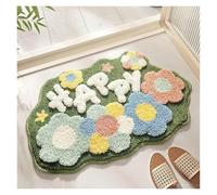 Alfombrillas de baño con forma de flor de lujo, esponjosas, gruesas, peludas, peludas, de microfibra (verde)