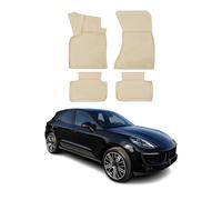 Alfombrillas de coche, Esterilla coche, Alfombra de coche compatibles con Porche Macan 2014 - 2018, ajuste 3D, para todo tipo de clima, borde alto, alfombrillas de goma antideslizantes, color beige