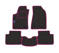 Alfombrillas de Coche Fabricadas para Renault 21 Nevada 5 plazas del 01-1986 Grises y Fucsia con Logo Lavables con talonera