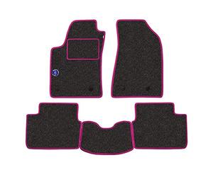 Alfombrillas de Coche Fabricadas para Renault 21 Nevada 5 plazas del 01-1986 Grises y Fucsia con Logo Lavables con talonera
