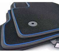 Alfombrillas de coche Kh Teile Octavia III 5E Combi Original RS Tuning TSI, alfombrillas de terciopelo negro, cinta decorativa azul