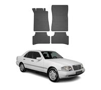 Alfombrillas de Coche OMAC, Alfombrillas de Goma, Ajuste 3D, Borde Alto, para Mercedes Clase C W202 1993-2001, Todas las Condiciones Meteorológicas, Color Negro