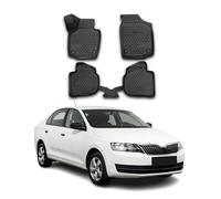 Alfombrillas De Coche OMAC, Compatible Skoda Rapid 2012-2019, Negro Goma TPE, 4Pza