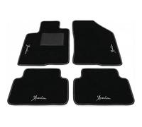 Alfombrillas de coche para Lancia Ypsilon 2011-2025 | Kit completo de 4 alfombras de coche bordadas borde negro costura blanca | Moqueta de alta calidad | Fondo antideslizante | Talonera de PVC |