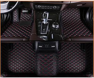 Alfombrillas De Coche Pie Personalizadas para X5 Five Seat E70 2008 2009 2010 2011 2012 2013 Alfombras De Coche(Black-Red)