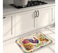 Alfombrillas de cocina con diseño de gallo para piso, diseño floral vintage, acolchadas, cómodas, lavables, para fregaderos de cocina, lavandería, 40,6 x 60,9 cm