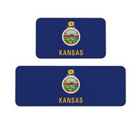 Alfombrillas de cocina con estampado de la bandera del estado de Kansas para suelo, juego de alfombras de cocina, para varios espacios interiores y exteriores
