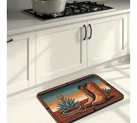 Alfombrillas de cocina con temática occidental para piso, diseño rústico de botas de vaquero y cactus, alfombras acolchadas de otoño, cómodas, lavables, para fregaderos, lavadero, baño, 20 x 31