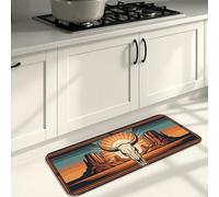 Alfombrillas de cocina con temática occidental para piso, diseño rústico de botas de vaquero y cactus, alfombras acolchadas de otoño, cómodas, lavables, para fregaderos, lavadero, baño, 16 x 47
