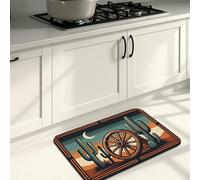 Alfombrillas de cocina con temática occidental para piso, diseño rústico de botas de vaquero y cactus, alfombras acolchadas de otoño, cómodas, lavables, para fregaderos, lavadero, baño, 16 x 24