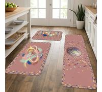 Alfombrillas de cocina de baile para piso, coloridas alfombras suaves para fiestas abstractas, cómodas y lavables, para fregaderos de cocina, lavandería, baño, 3 piezas