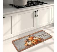 Alfombrillas de cocina de calabazas para suelo, cesta de hojas rústicas de campo, color naranja otoño, lavables, cómodas, decorativas, decoración para fregadero, lavandería, baño, entrada, 16 x 47