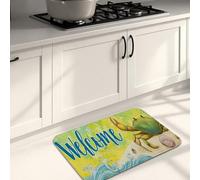 Alfombrillas de cocina de cangrejo para suelo, diseño de bienvenida costera, suaves, acolchadas, cómodas, lavables, antideslizantes, para fregaderos de cocina, lavandería, baño, 16 x 24 pulgadas