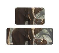 Alfombrillas de cocina de lujo con estampado de elefante para suelo, alfombra de lavandería, decoración del hogar
